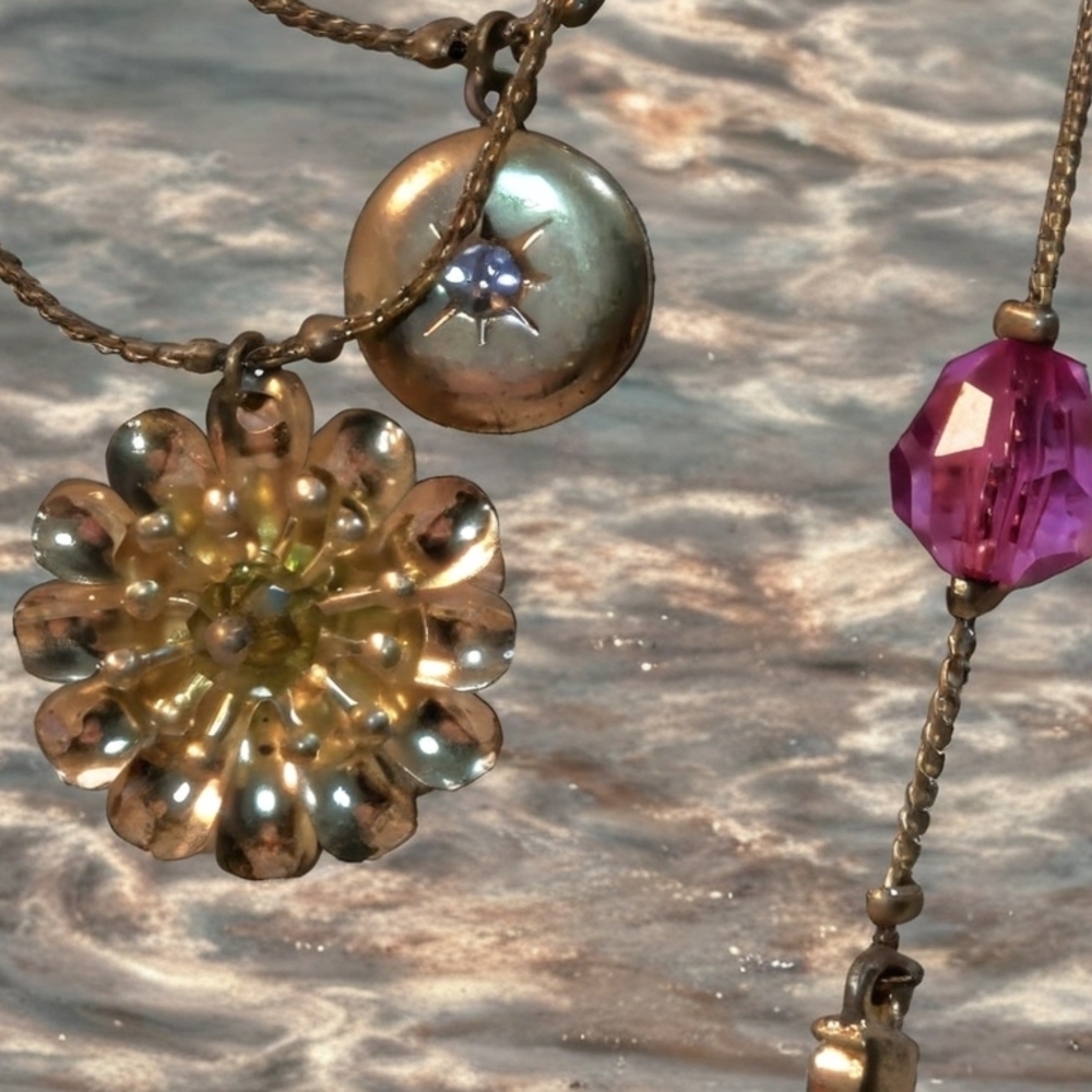 Gold and Pink Starburst Necklace